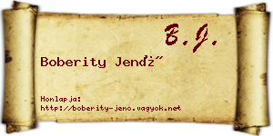 Boberity Jenő névjegykártya